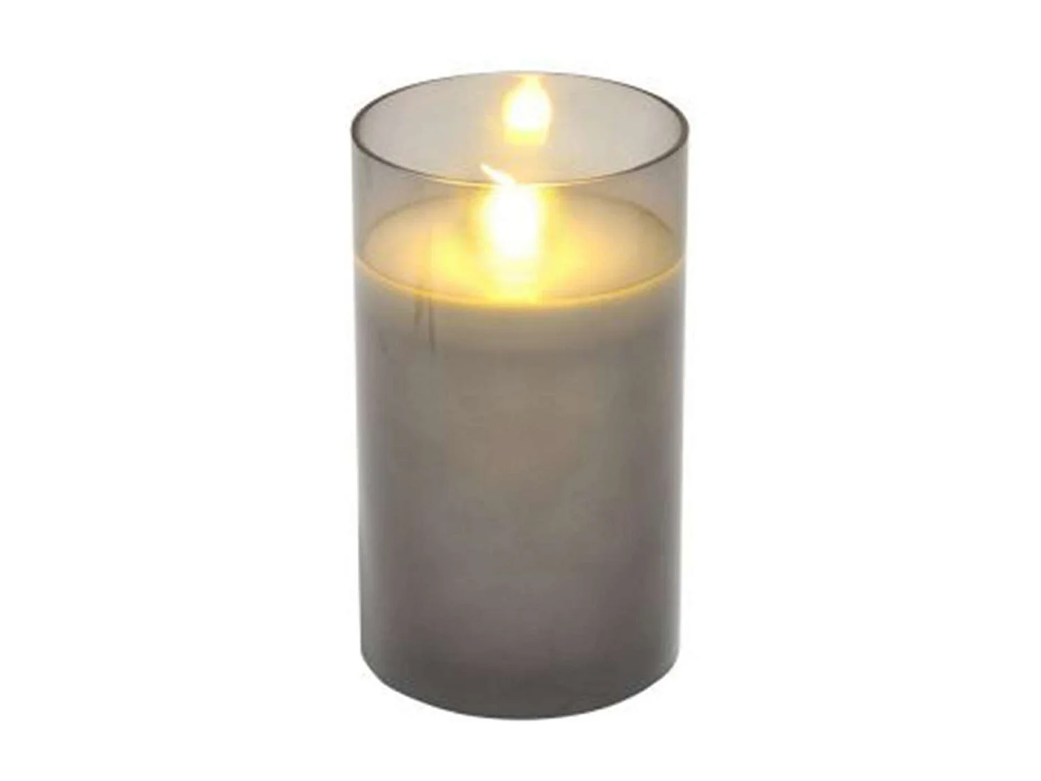 Bougie Ronde LED "Verrine" 12cm Gris Clair