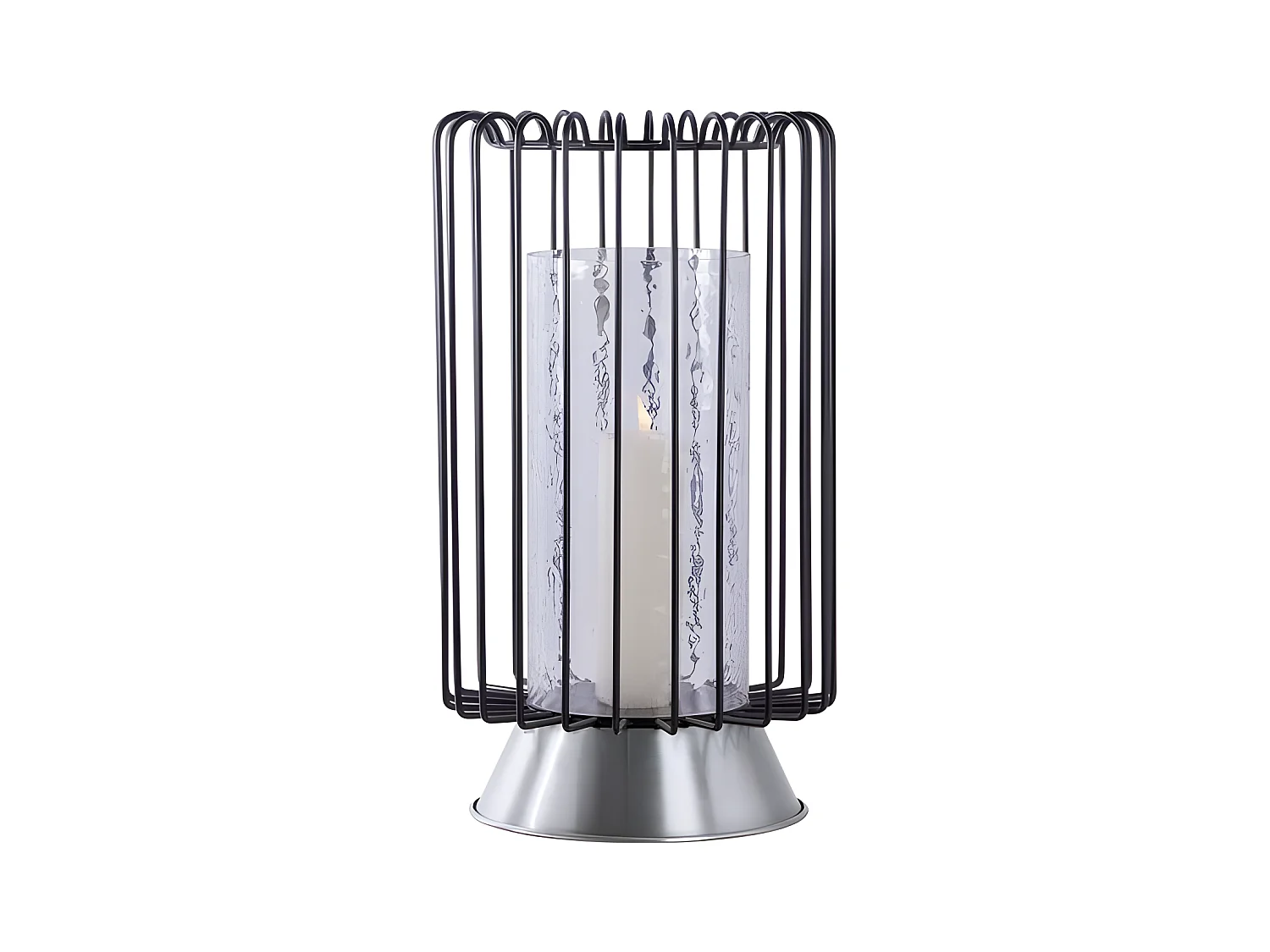 Bougeoir Rond Déco "Malibu" 40cm Noir & Argent
