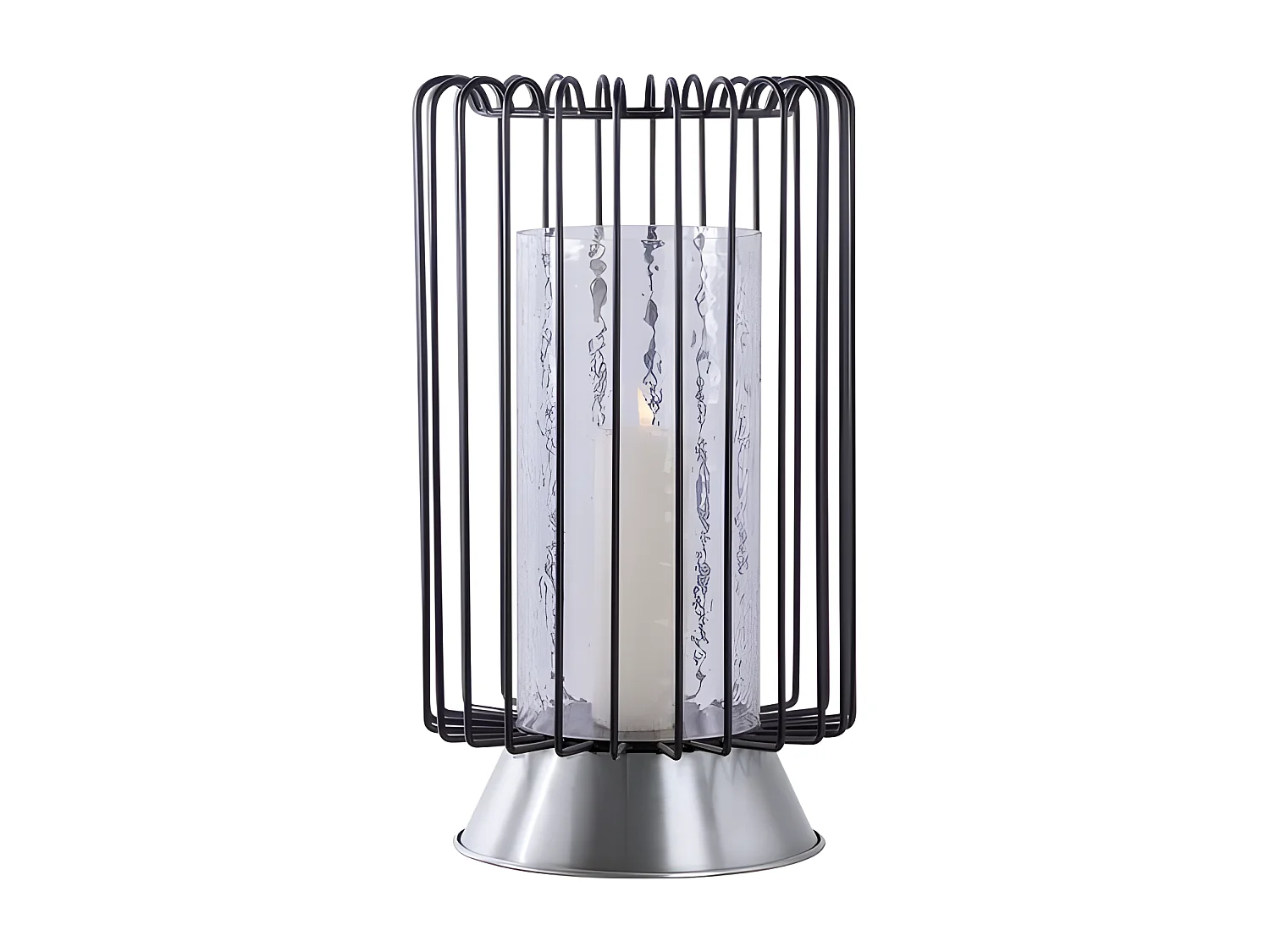 Bougeoir Rond Déco "Malibu" 40cm Noir & Argent