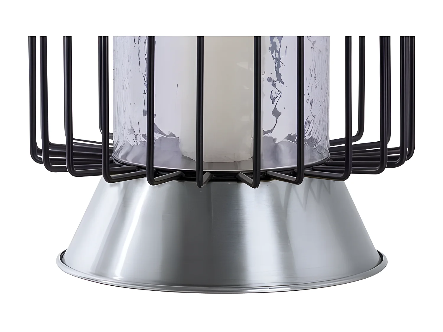 Bougeoir Rond Déco "Malibu" 40cm Noir & Argent