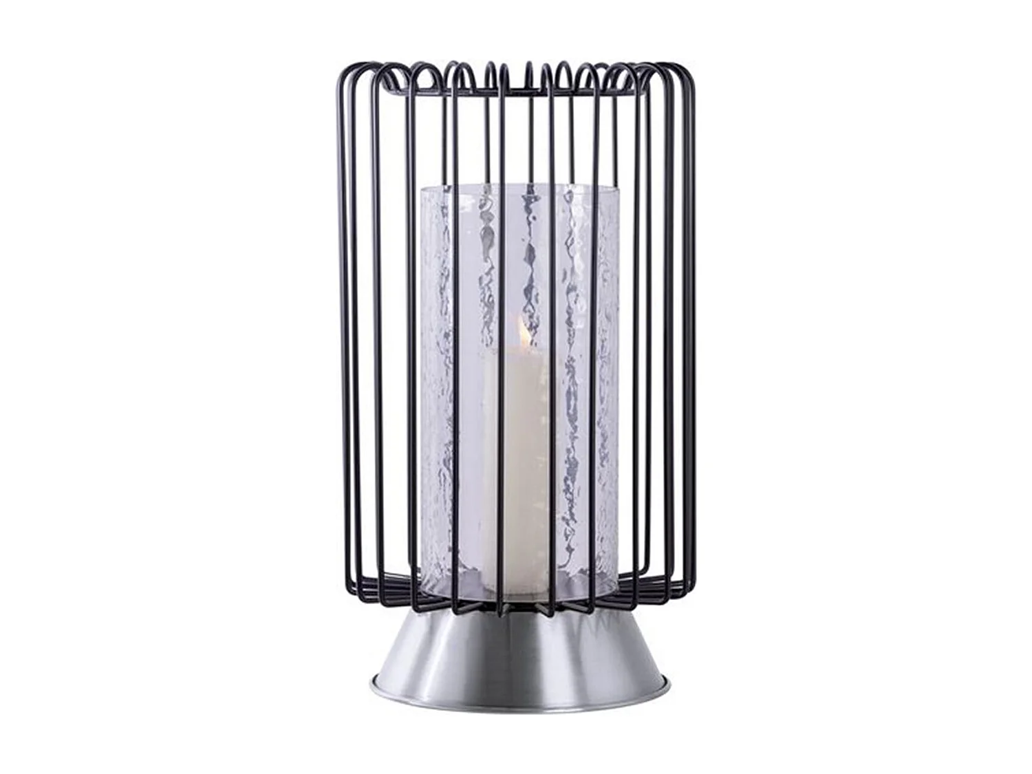 Bougeoir Rond Déco "Malibu" 40cm Noir & Argent