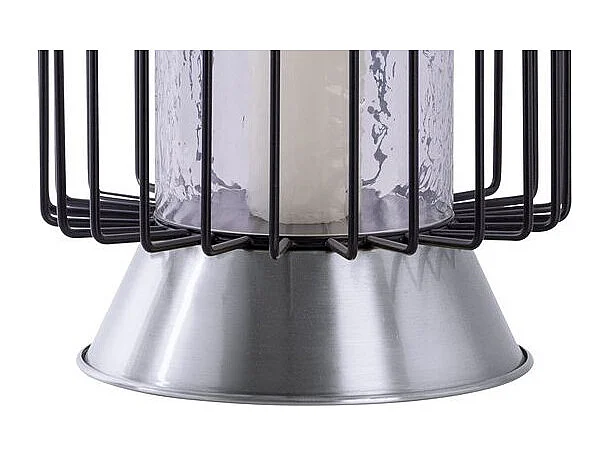 Bougeoir Rond Déco "Malibu" 40cm Noir & Argent