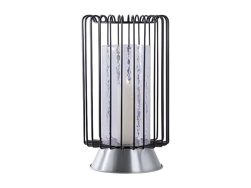 Bougeoir Rond Déco "Malibu" 40cm Noir & Argent