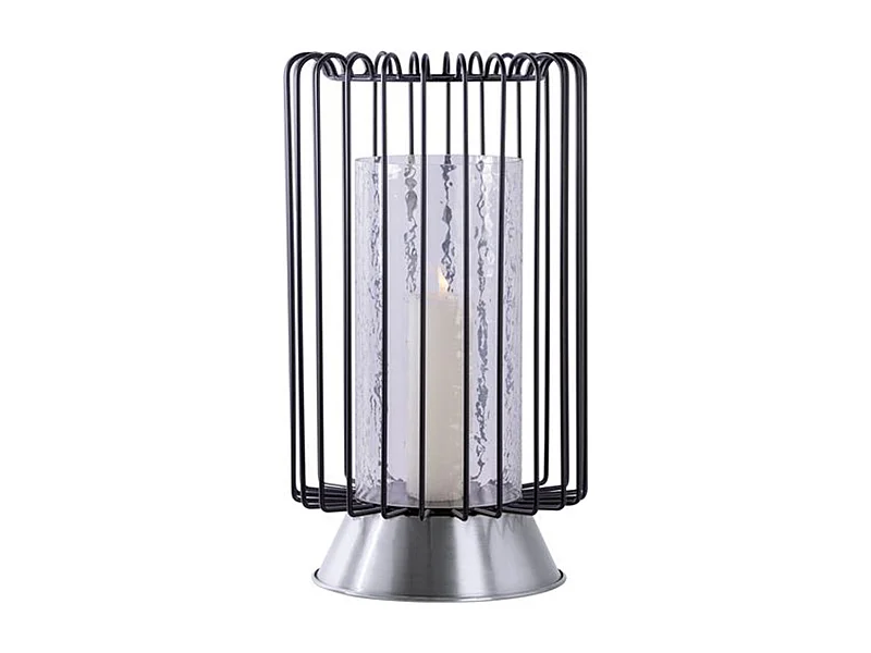 Bougeoir Rond Déco "Malibu" 40cm Noir & Argent