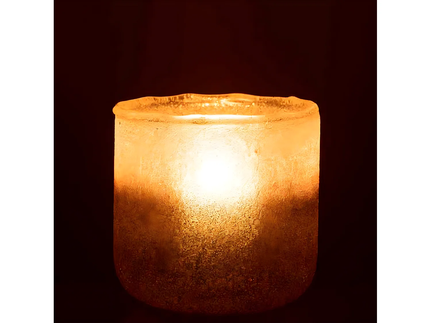 Portavelas irregular de vidrio rosa 14x14x14cm