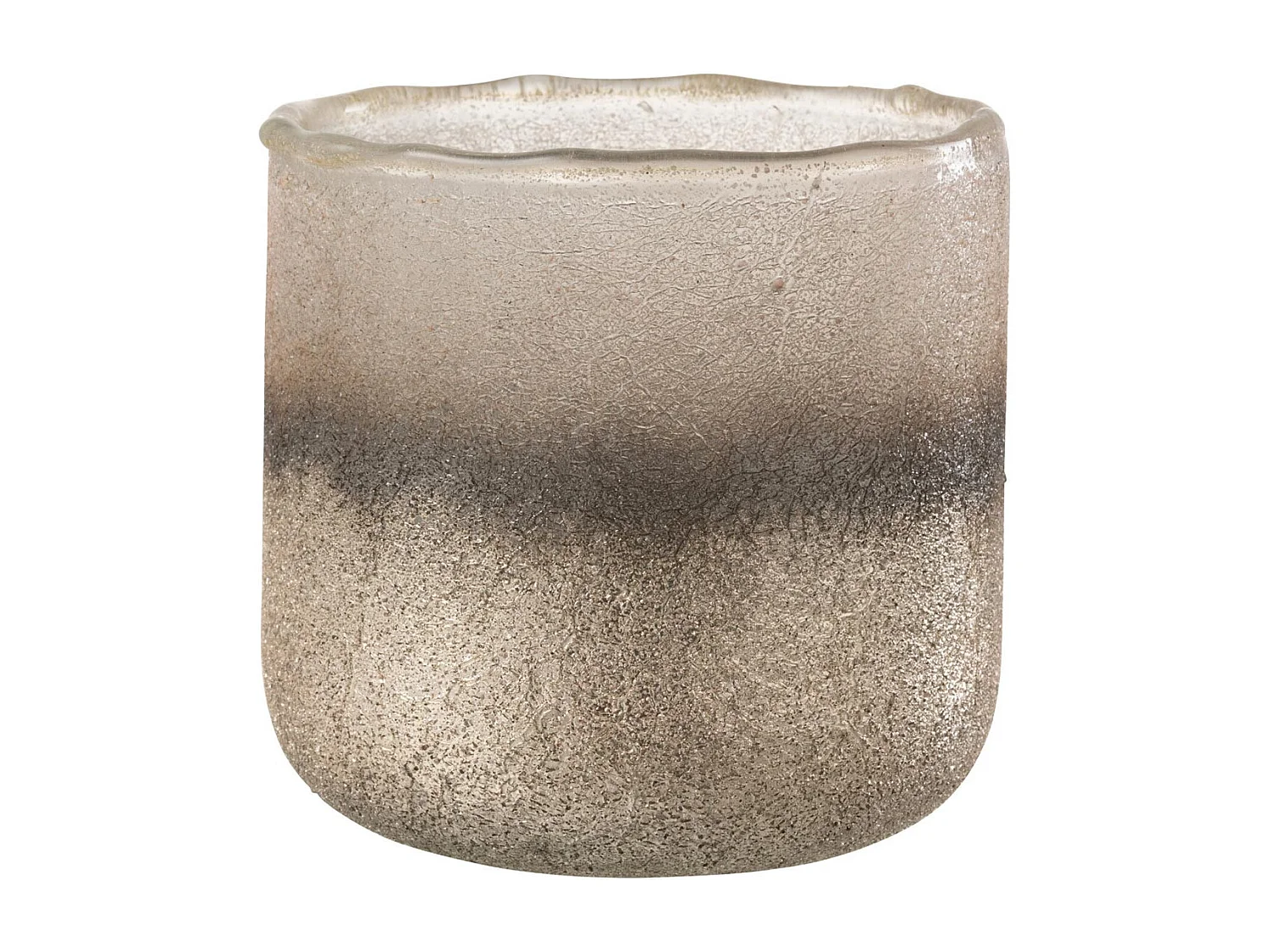 Portavelas irregular de vidrio rosa 14x14x14cm