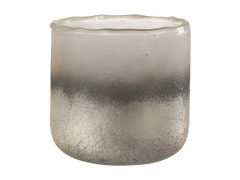 Portavelas irregular de vidrio rosa 14x14x14cm