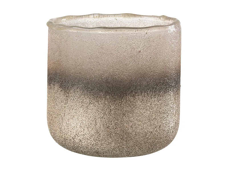 Portavelas irregular de vidrio rosa 14x14x14cm