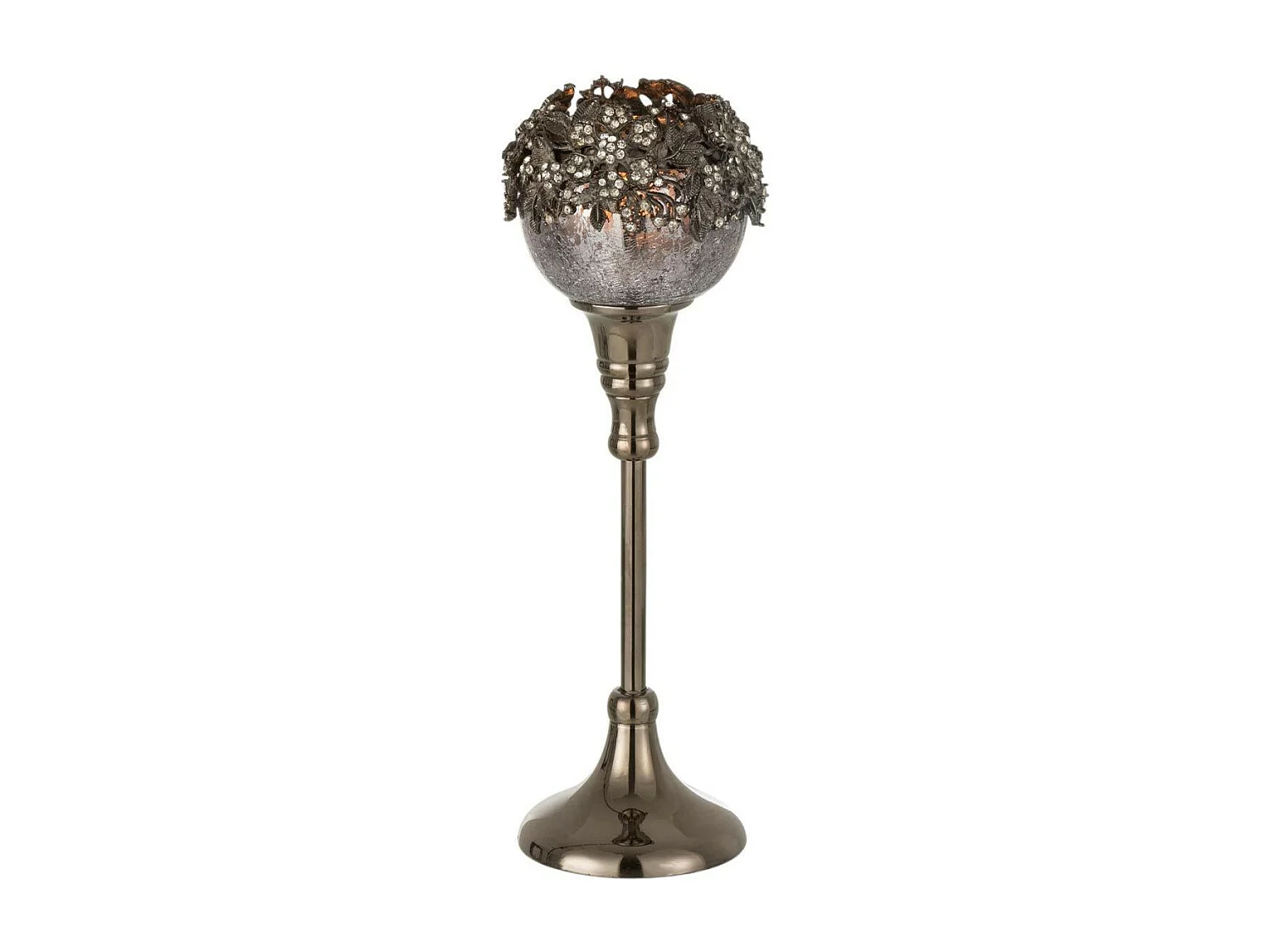 Portacandela in alluminio  grigio 9x9x28 cm