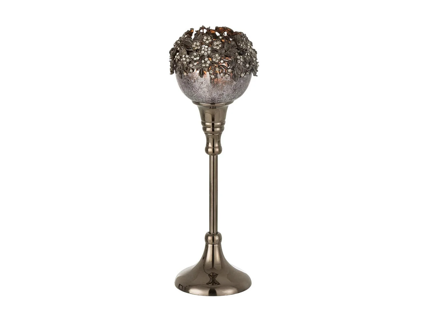 Portacandela in alluminio  grigio 9x9x28 cm