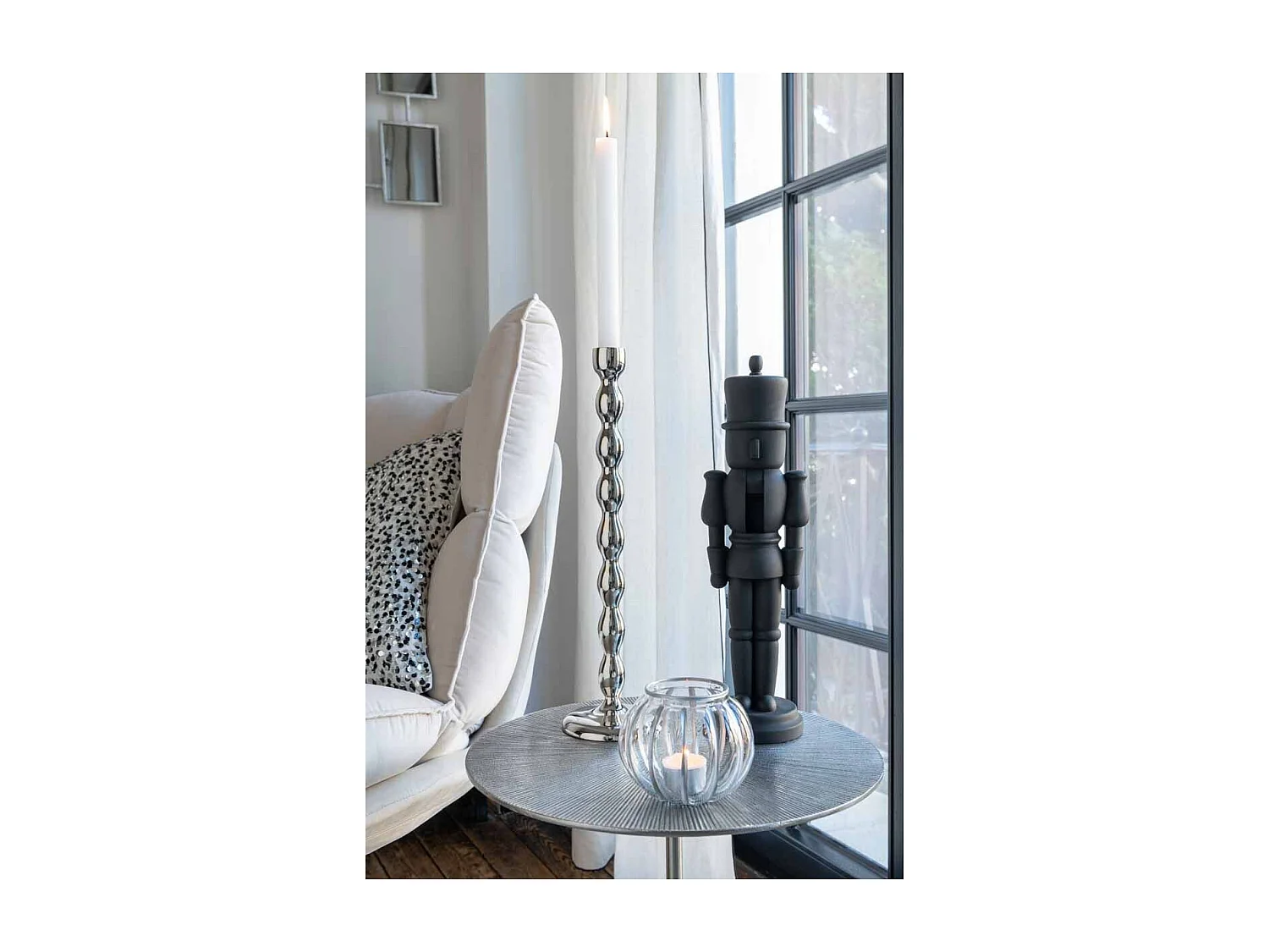 Chandelier Design "Sphères Brillantes" 40cm Argent