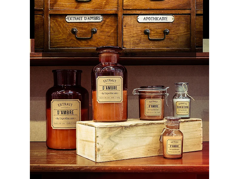 Bougie Parfumee Ambre Apothicaire H25.5cm Marron