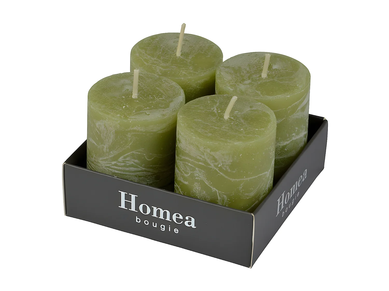 Lot de 4 Bougies Pilier "Rustique" 5cm Tilleul