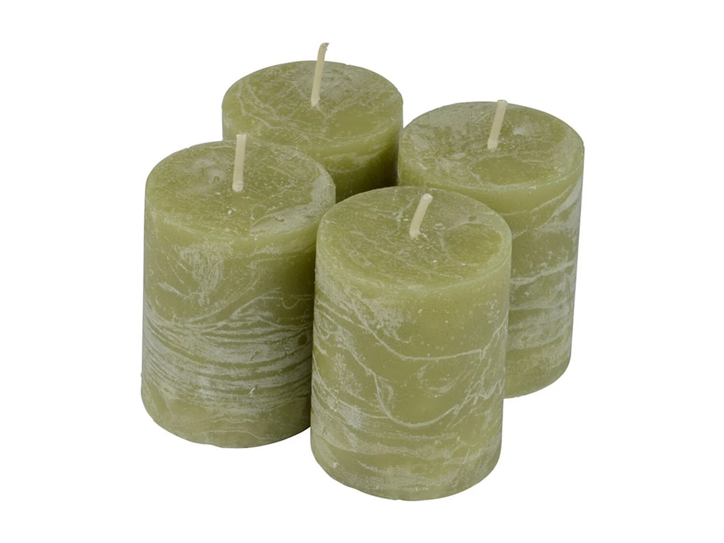 Lot de 4 Bougies Pilier "Rustique" 5cm Tilleul