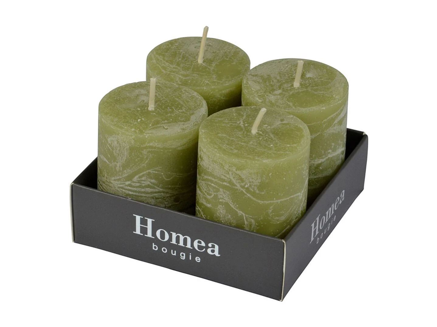 Lot de 4 Bougies Pilier "Rustique" 5cm Tilleul