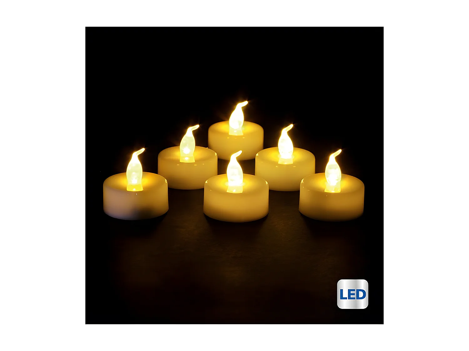 Lot de 6 Bougies Led "Colorama" 4cm Blanc Chaud
