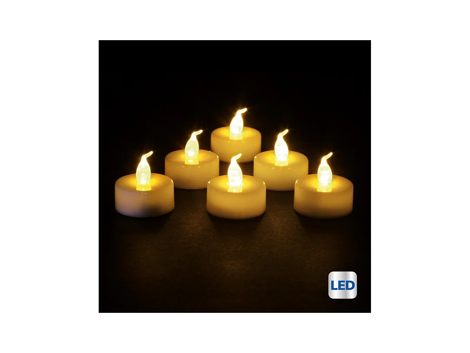 Lot de 6 Bougies Led "Colorama" 4cm Blanc Chaud