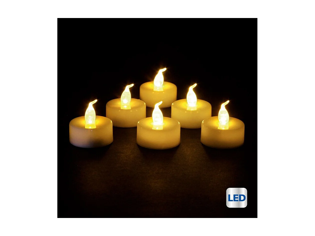 Lot de 6 Bougies Led "Colorama" 4cm Blanc Chaud