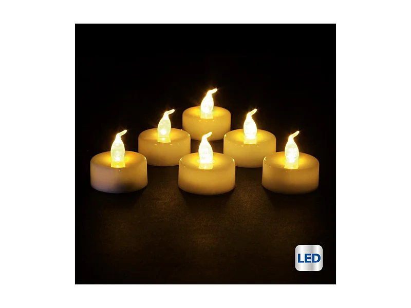 Lot de 6 Bougies Led "Colorama" 4cm Blanc Chaud