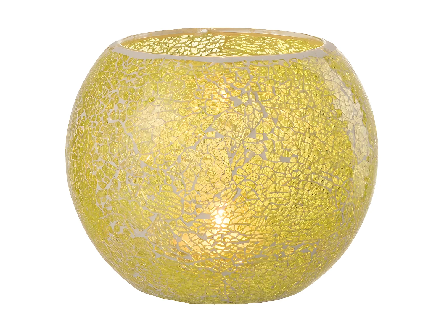 Photophore Rond Déco "Mosaïques" 20cm Jaune