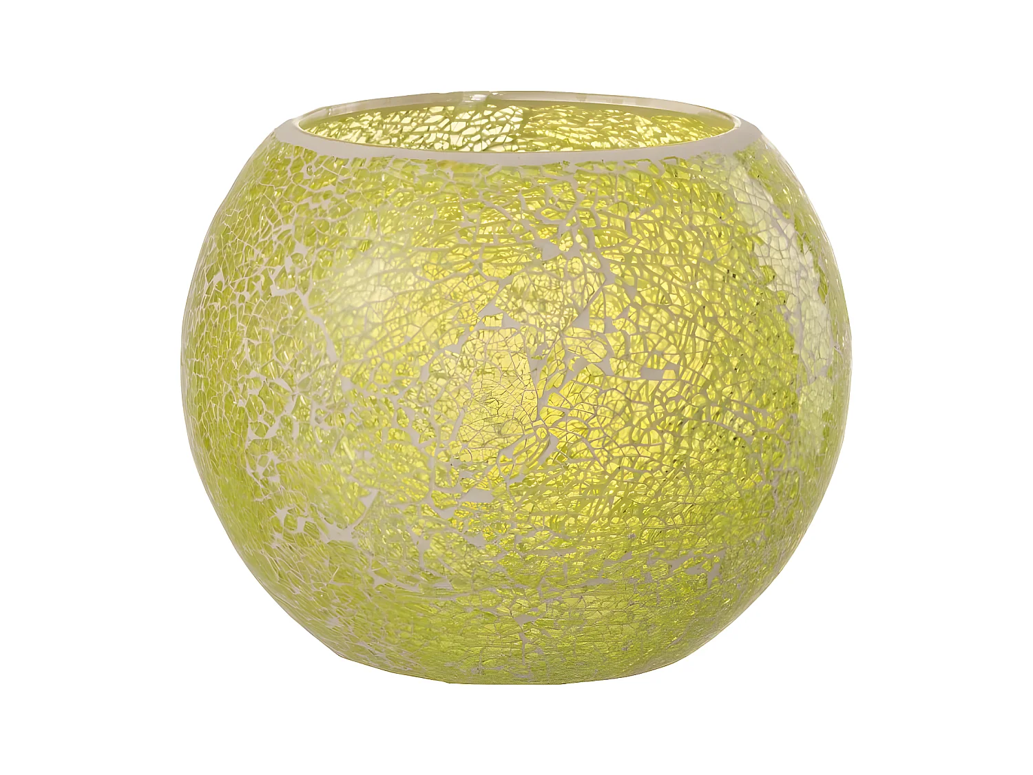 Photophore Rond Déco "Mosaïques" 20cm Jaune