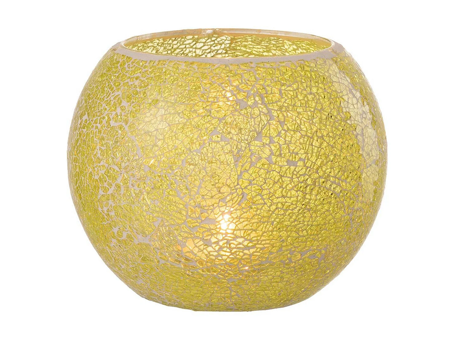 Photophore Rond Déco "Mosaïques" 20cm Jaune