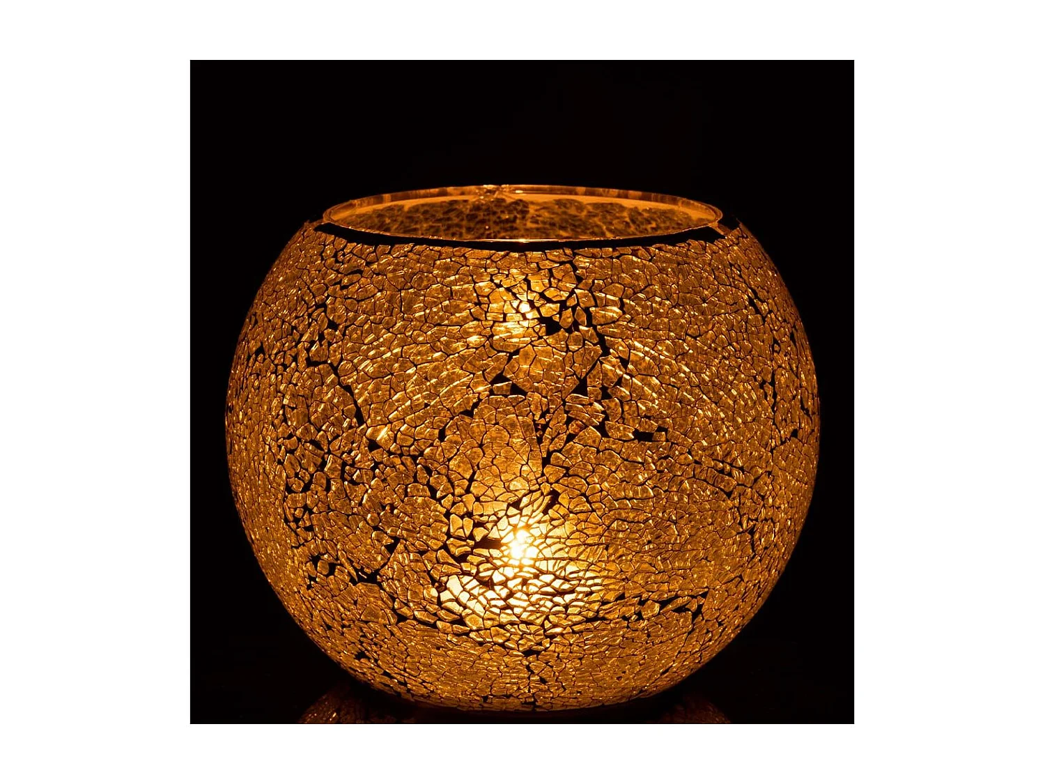 Photophore Rond Déco "Mosaïques" 20cm Jaune