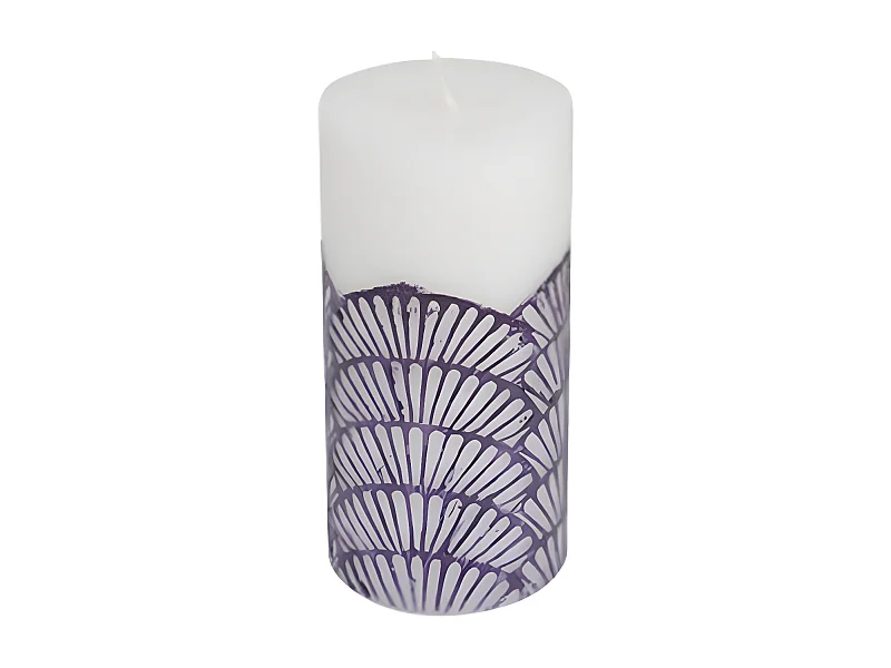 Bougie Pilier Déco "Mermaid" 14cm Violet & Blanc
