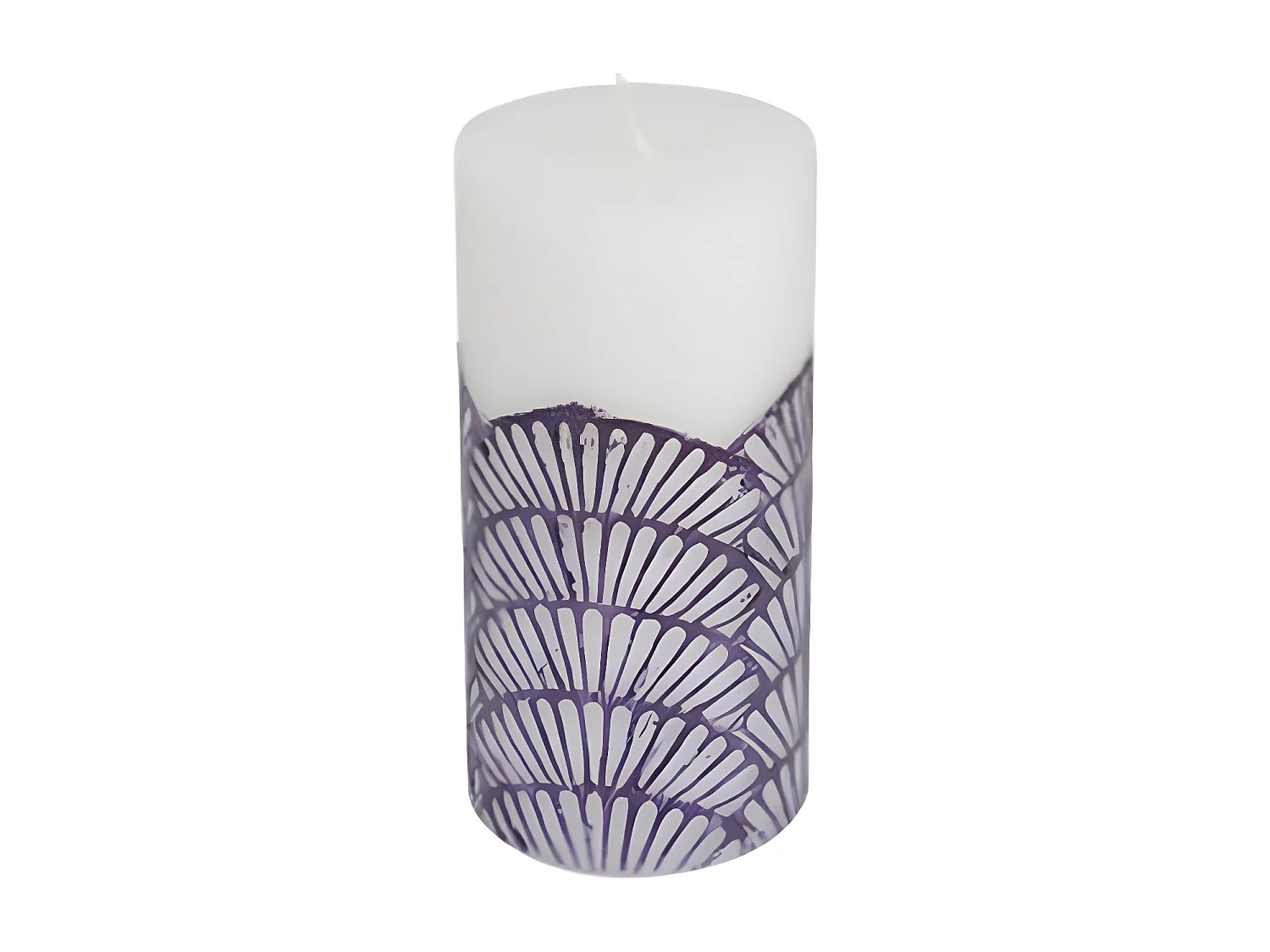 Bougie Pilier Déco "Mermaid" 14cm Violet & Blanc