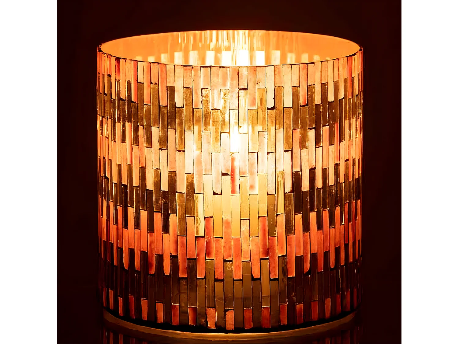 Photophore en Verre Déco "Chic" 15cm Marron & Or