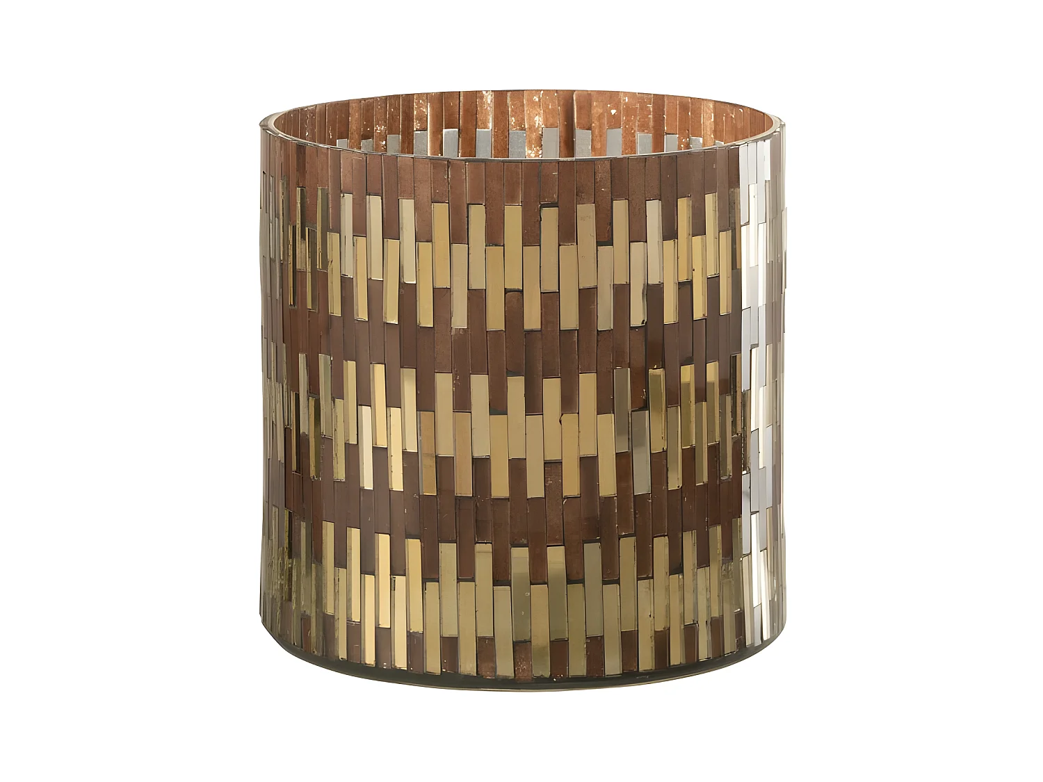 Photophore en Verre Déco "Chic" 15cm Marron & Or