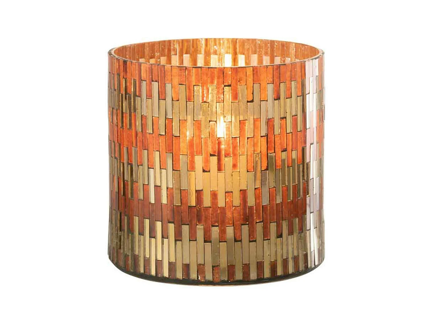 Portavelas de vidrio marrón 15.5x15.5x15 cm