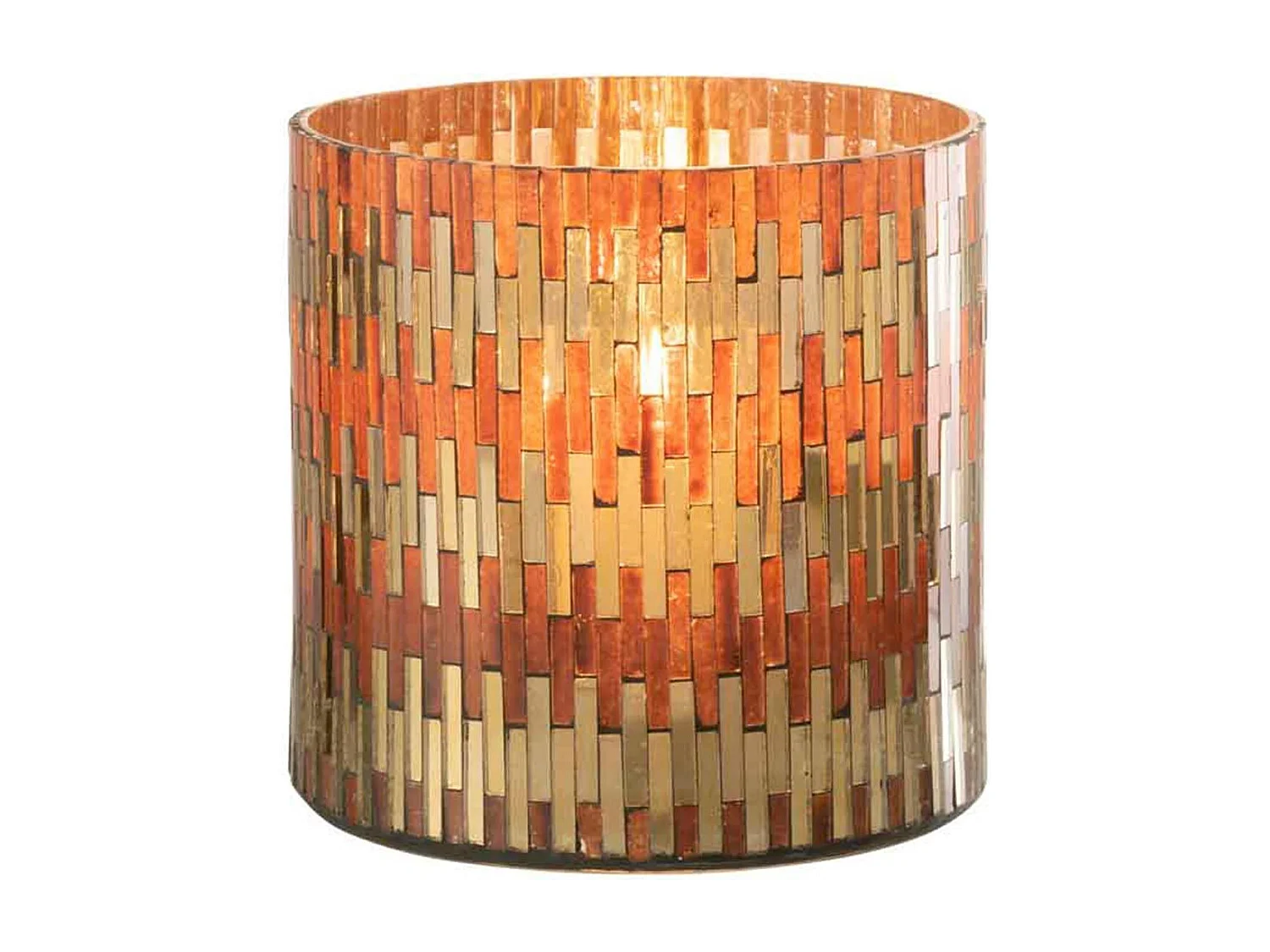 Photophore en Verre Déco "Chic" 15cm Marron & Or