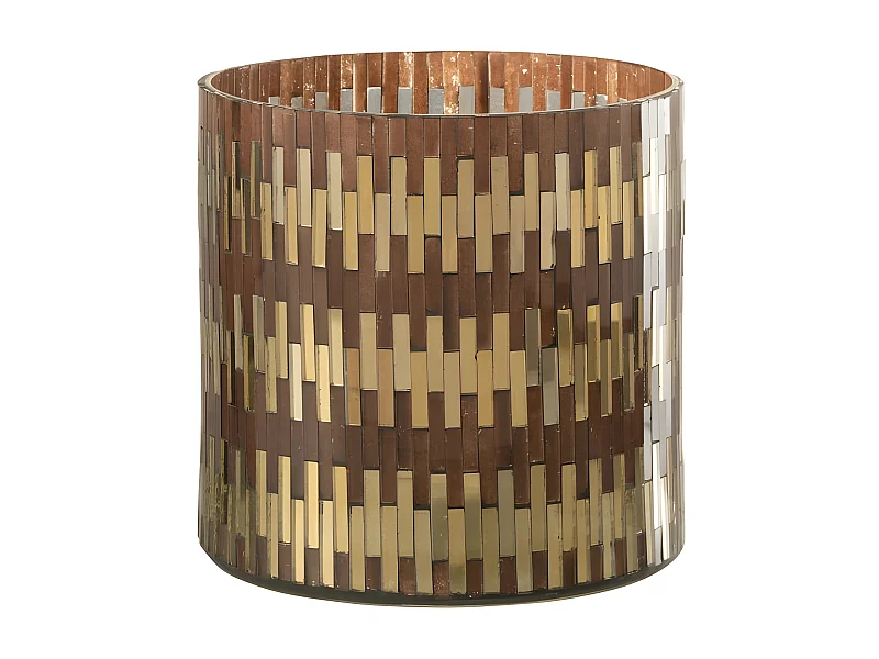 Photophore en Verre Déco "Chic" 15cm Marron & Or