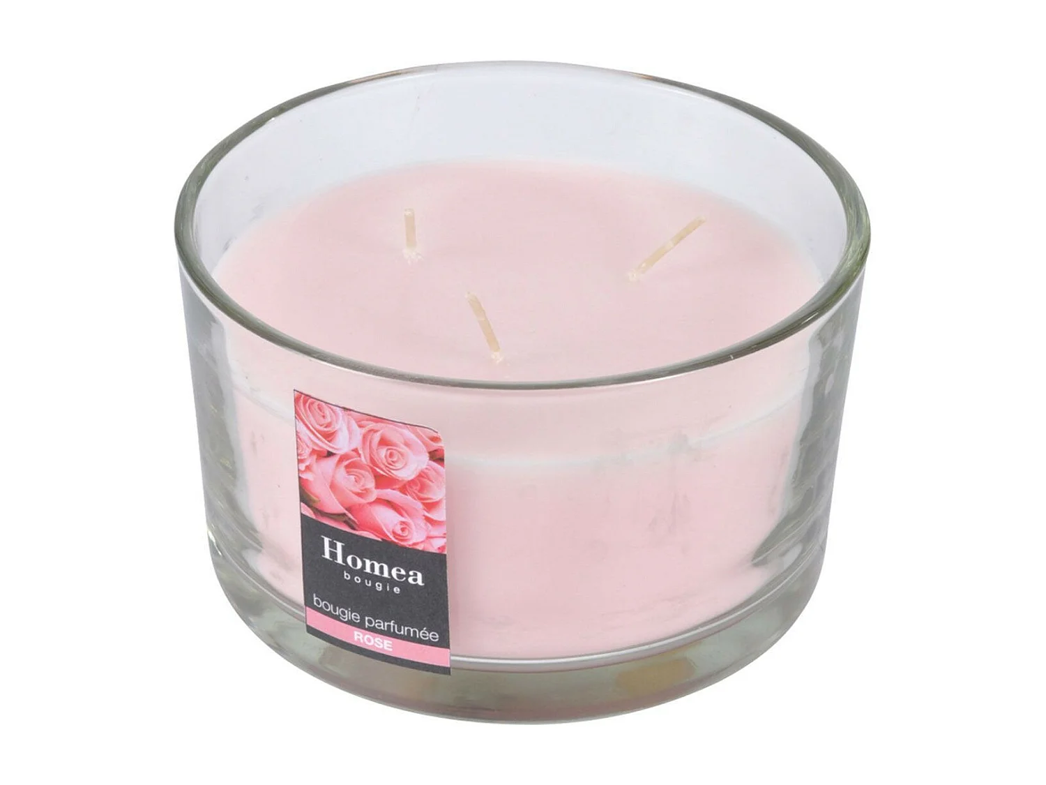 Bougie Parfumée 3 Mèches "Essentiel" 13cm Rose