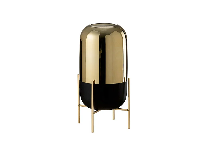 Photophore Déco en Verre "Sur Pied" 37cm Or