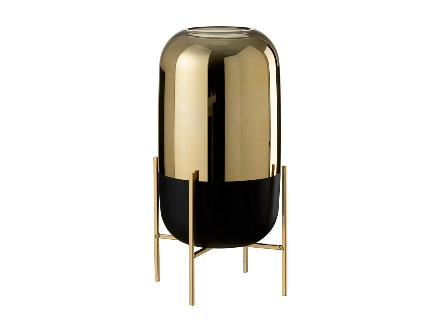 Photophore Déco en Verre "Sur Pied" 37cm Or