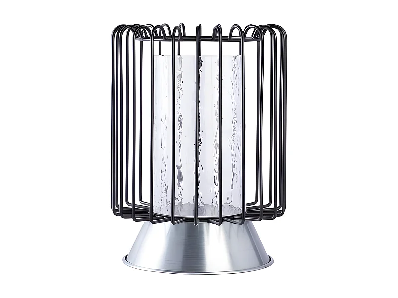 Bougeoir Rond Déco "Malibu" 31cm Noir & Argent