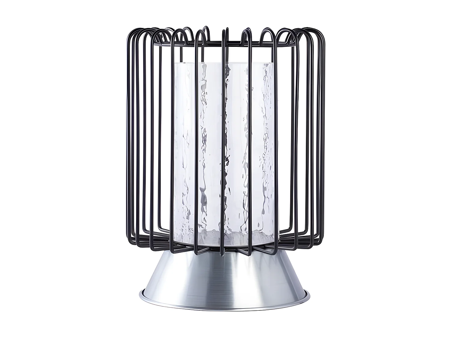 Bougeoir Rond Déco "Malibu" 31cm Noir & Argent