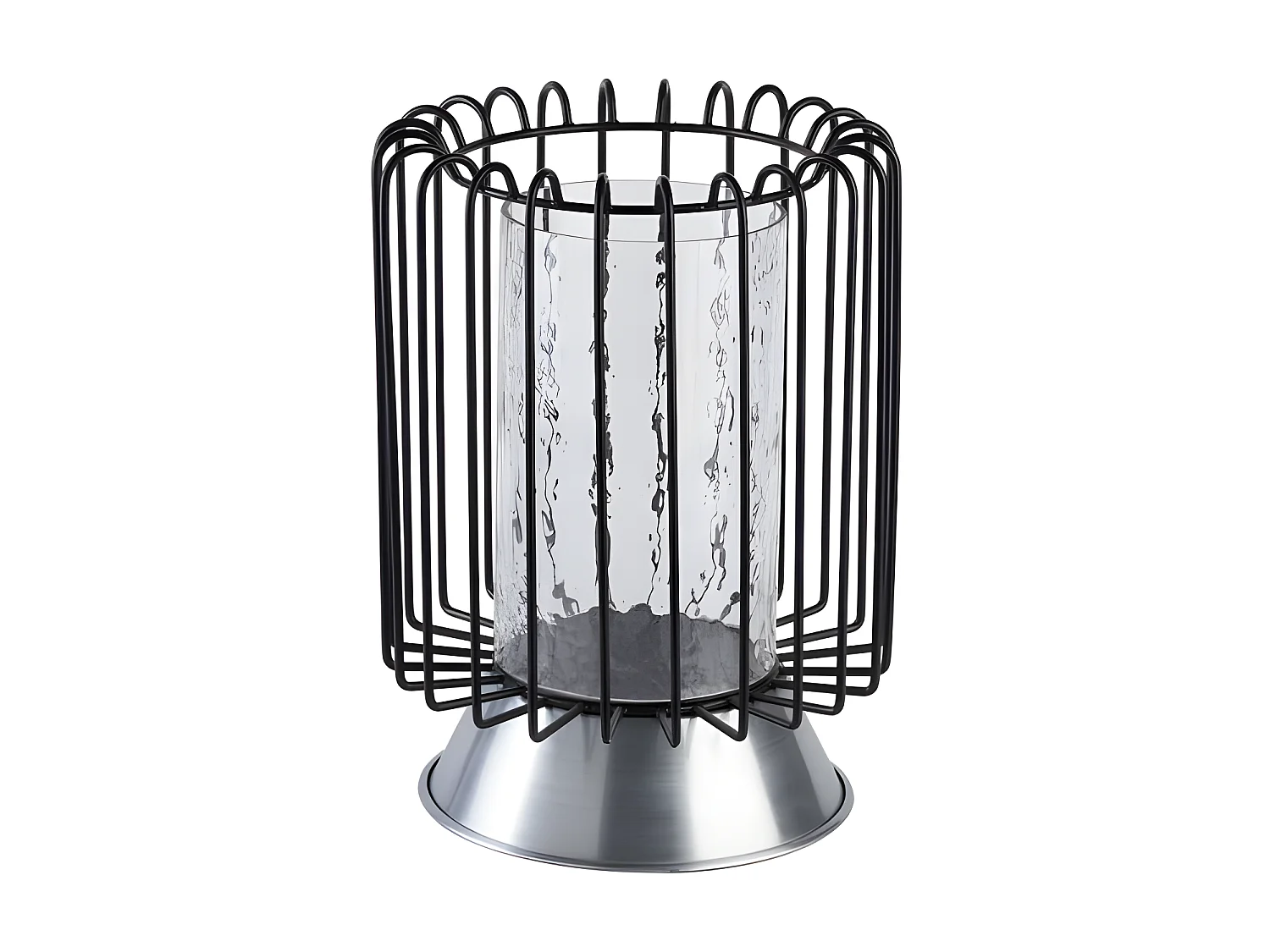 Bougeoir Rond Déco "Malibu" 31cm Noir & Argent