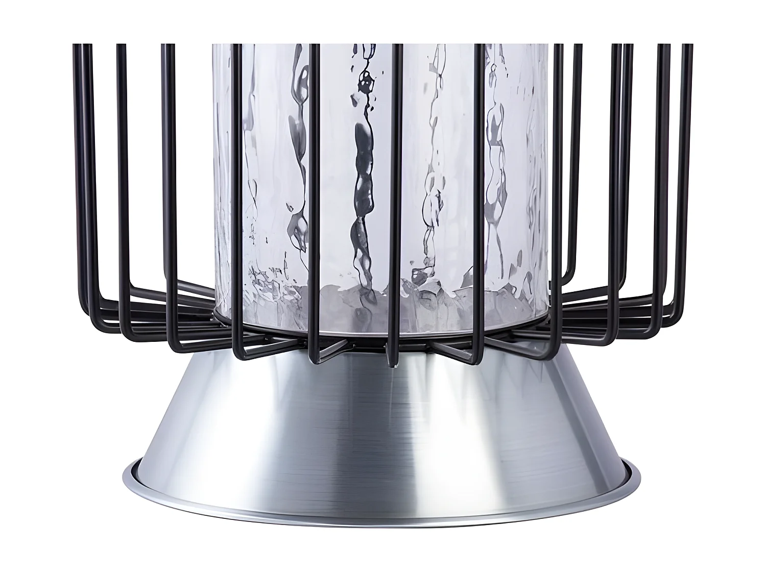 Bougeoir Rond Déco "Malibu" 31cm Noir & Argent