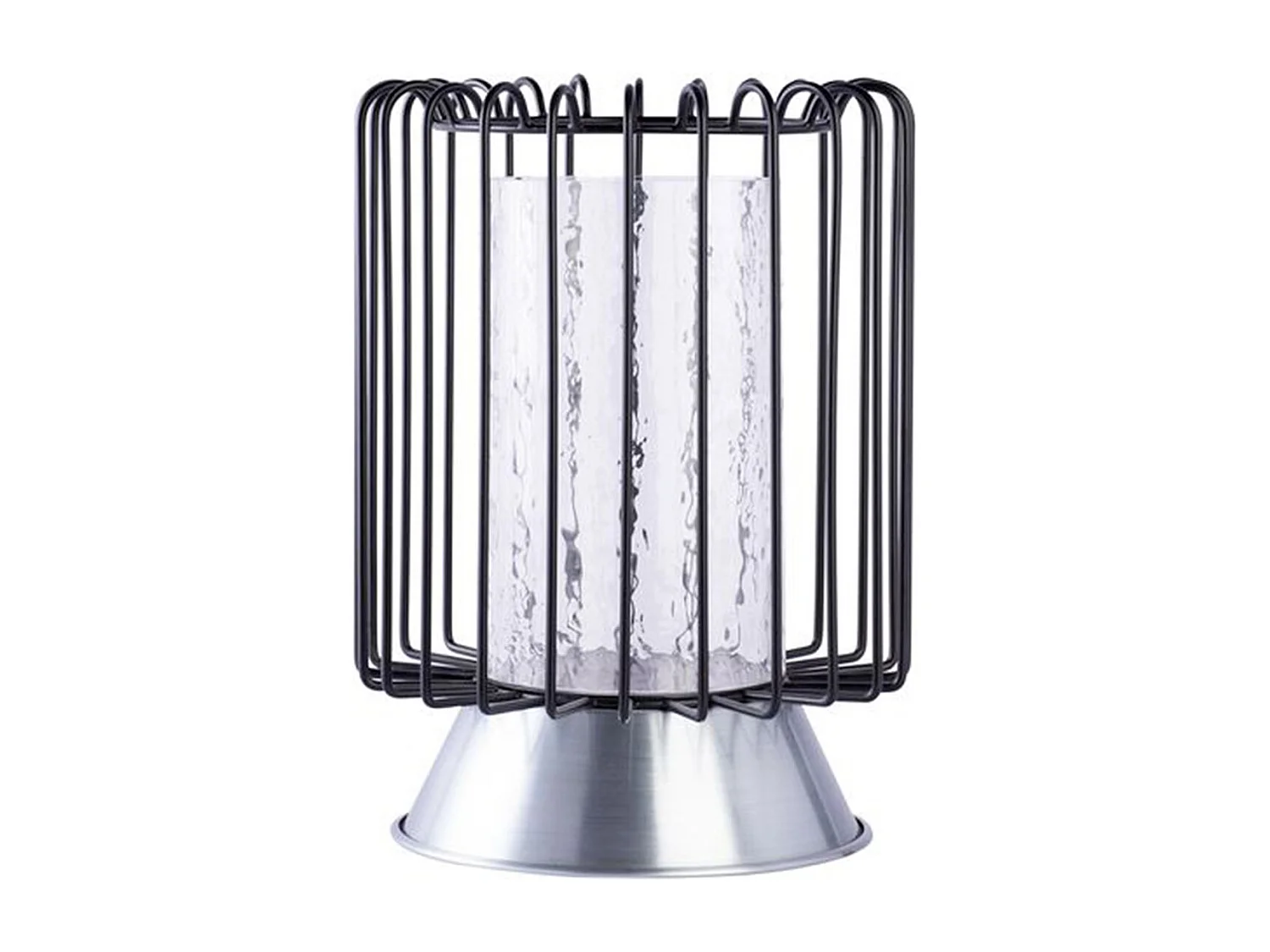 Bougeoir Rond Déco "Malibu" 31cm Noir & Argent