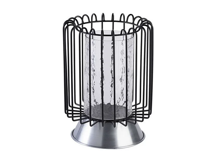 Bougeoir Rond Déco "Malibu" 31cm Noir & Argent