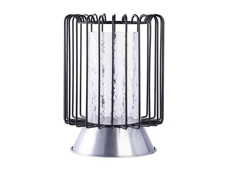 Bougeoir Rond Déco "Malibu" 31cm Noir & Argent