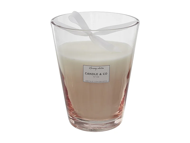 Bougie Parfumee Vase Beige Harmony H23cm Rose