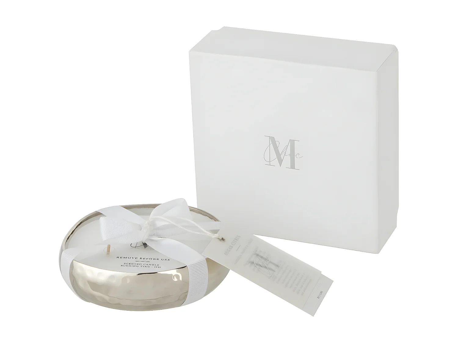 Bougie Parfumée Déco "Livia" 36cm Oud Amber Argent