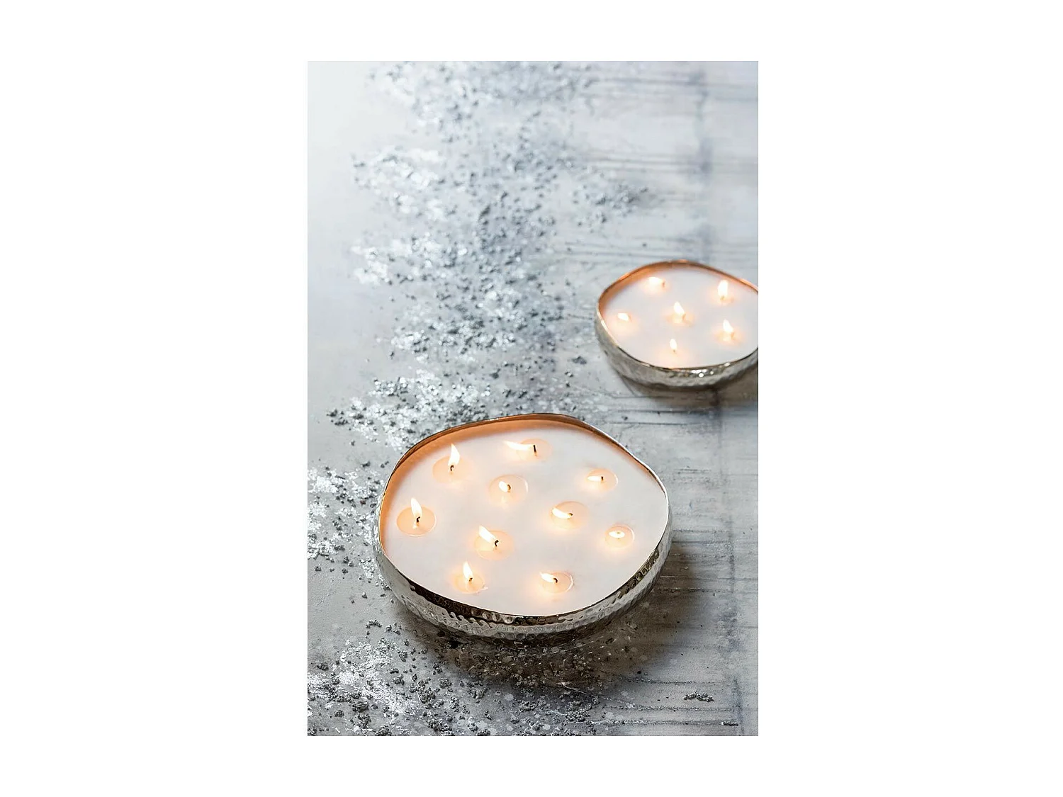 Bougie Parfumée Déco "Livia" 36cm Oud Amber Argent