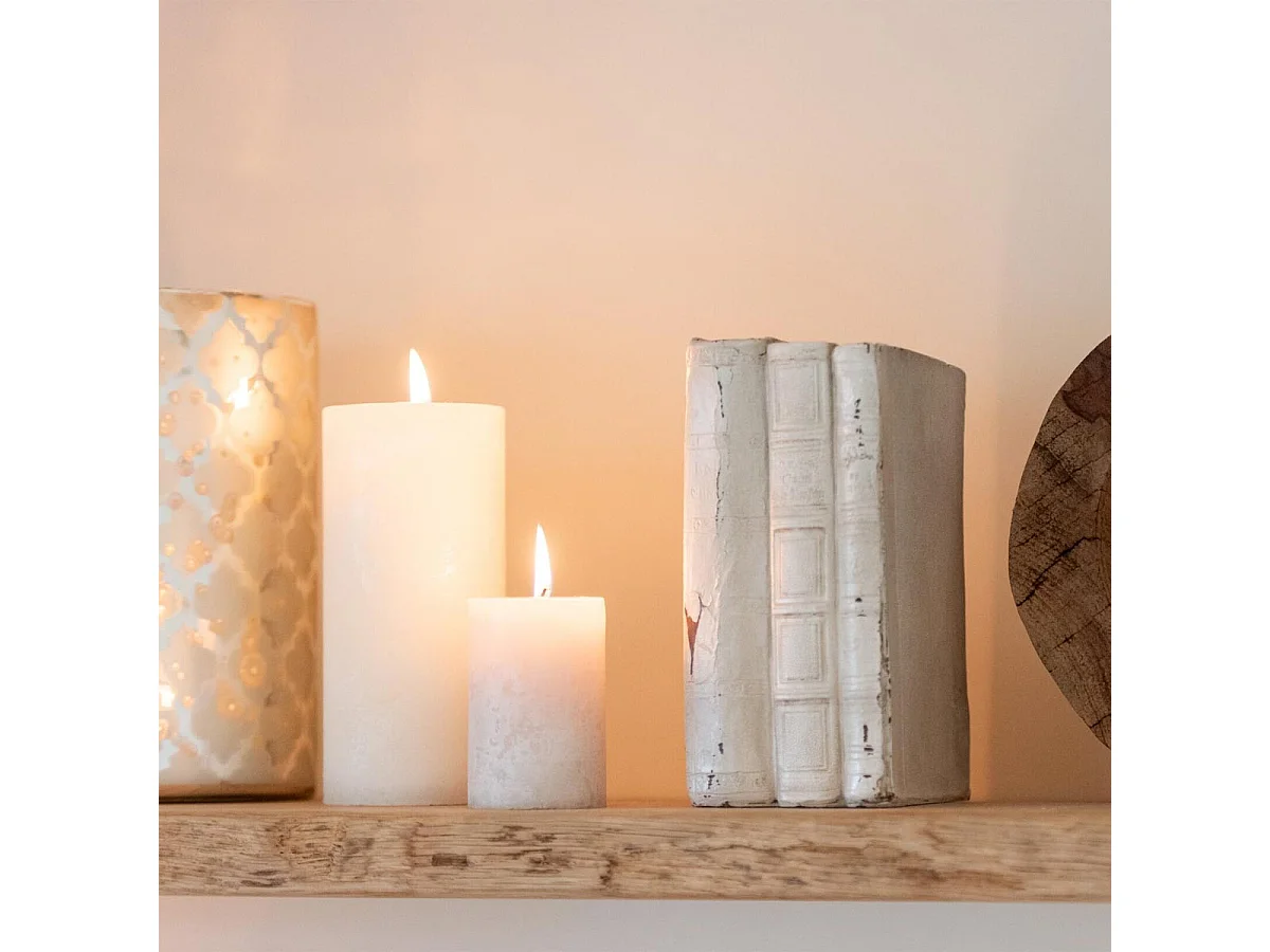 Bougie Cylindrique Déco "Junina" 20cm Blanc