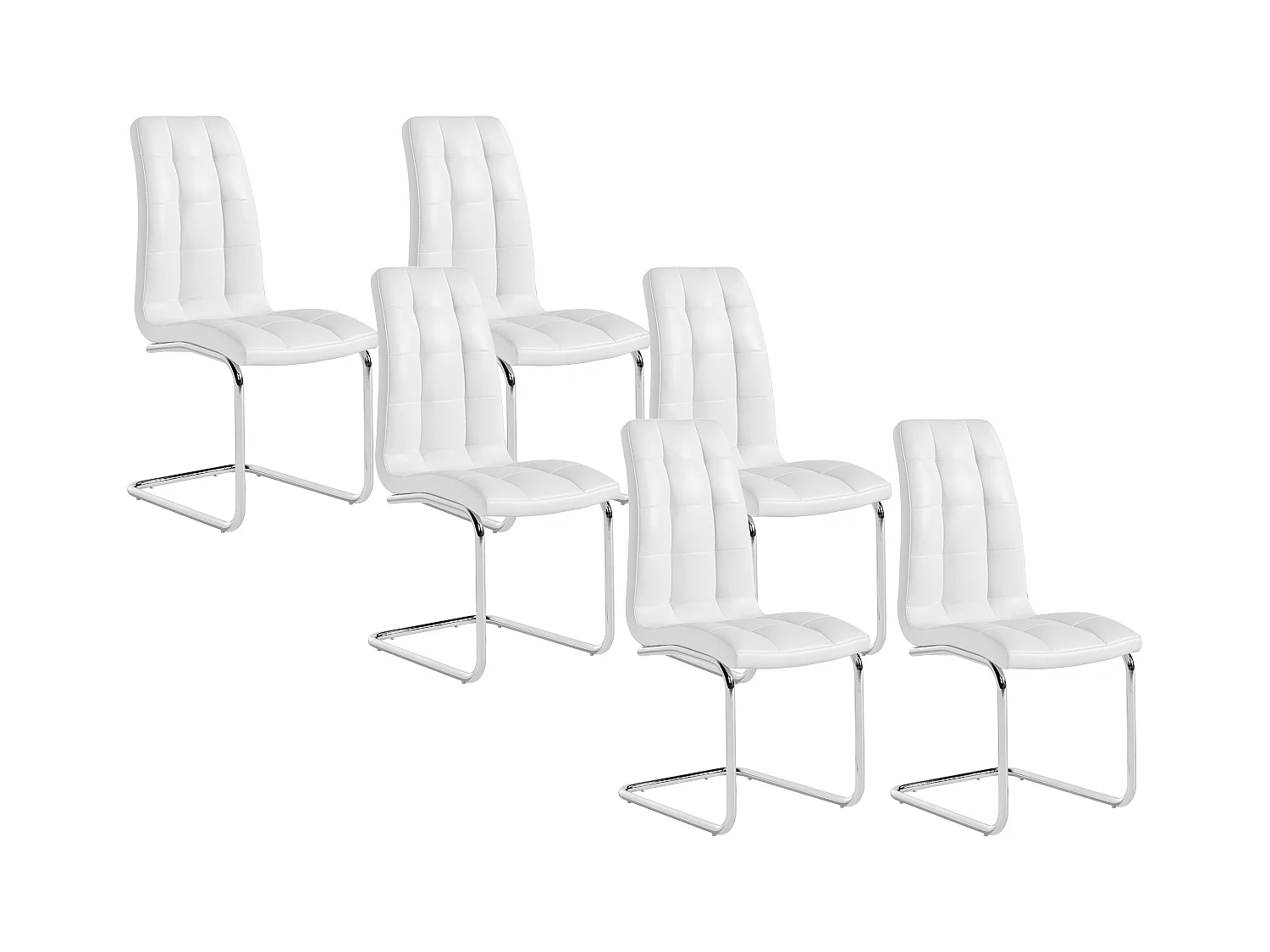 Zestaw 6 krzeseł NADYA – skóra syntetyczna – kolor biały