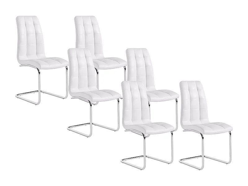 Lot de 6 chaises NADYA - Simili - Blanc